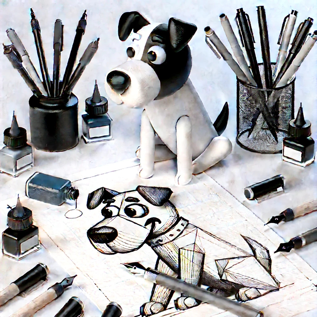 Cartoon-style ink drawing tools