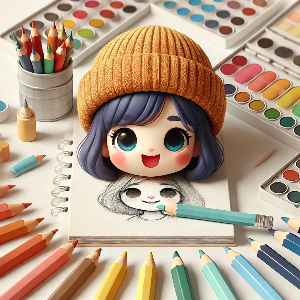 Cartoon-style watercolour art tools